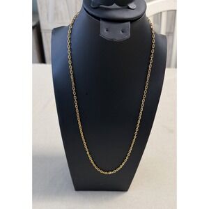 Vintage Gold Tone Cable Chain Necklace 24" Minimalist Layering Jewelry